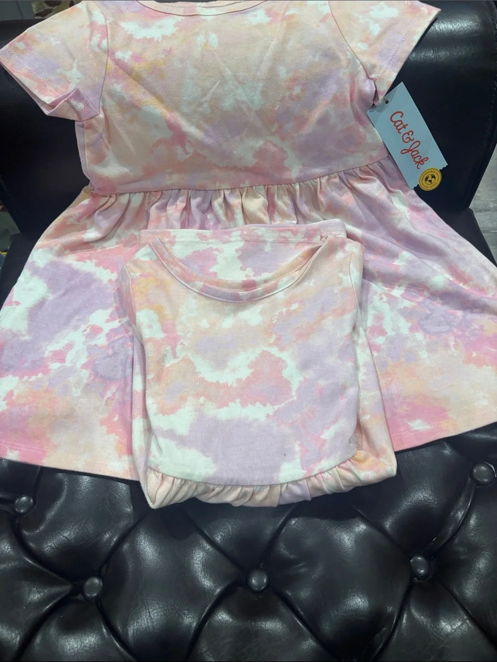 2 Cat & Jack Pastel Tie-Dye Dress - Pink Peach Lavender